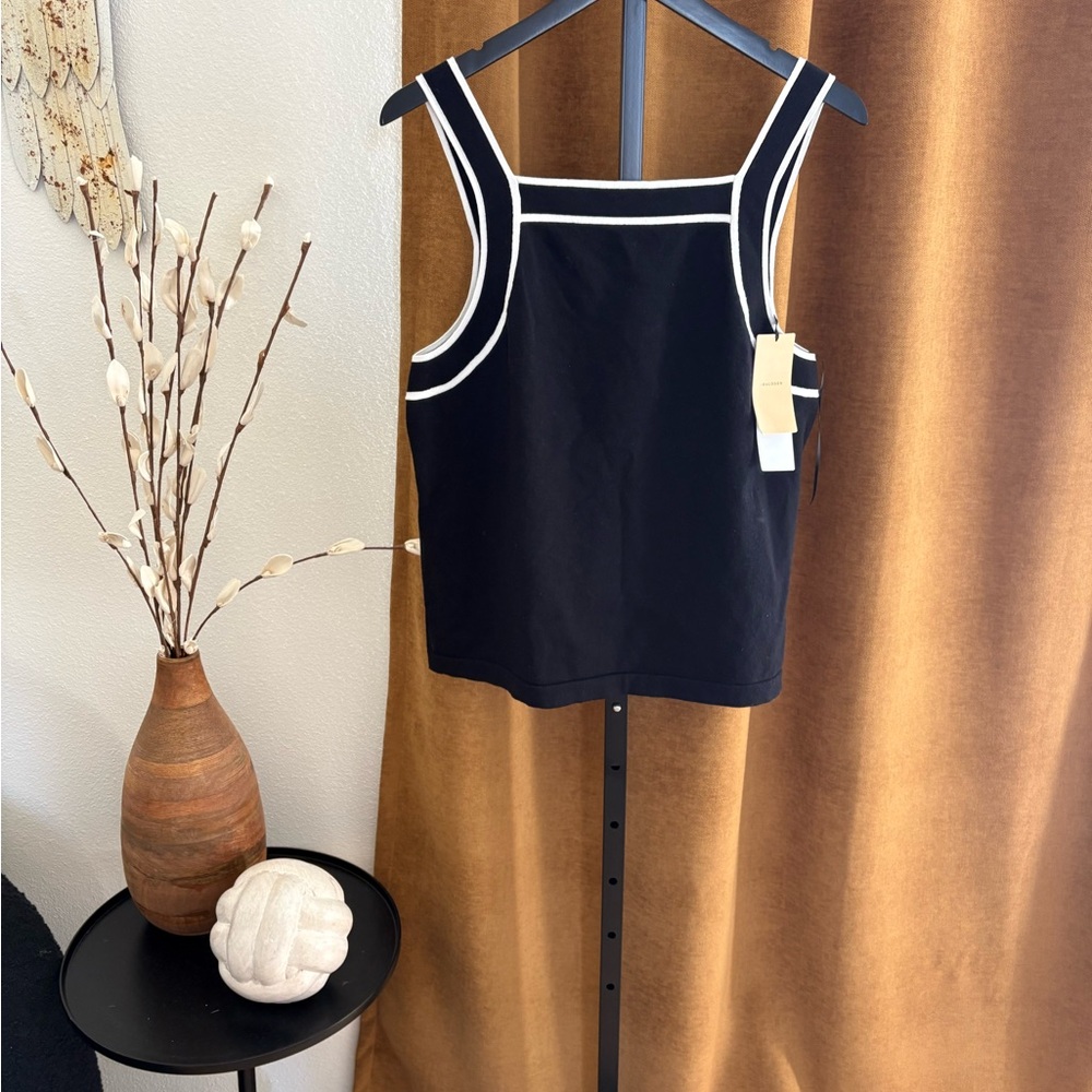 Halogen Black Tank Top with White Trim